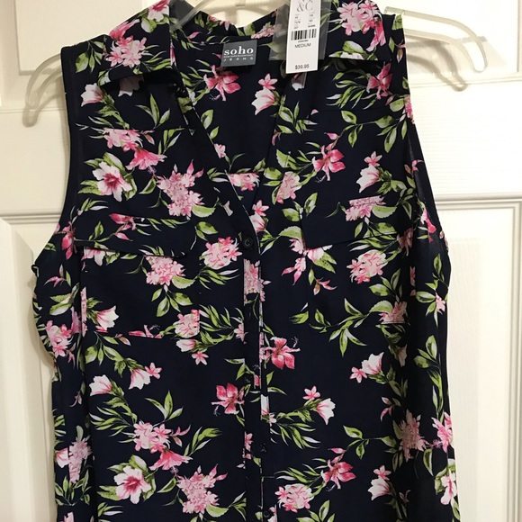 Sleeveless floral print shirt - Picture 1 of 5